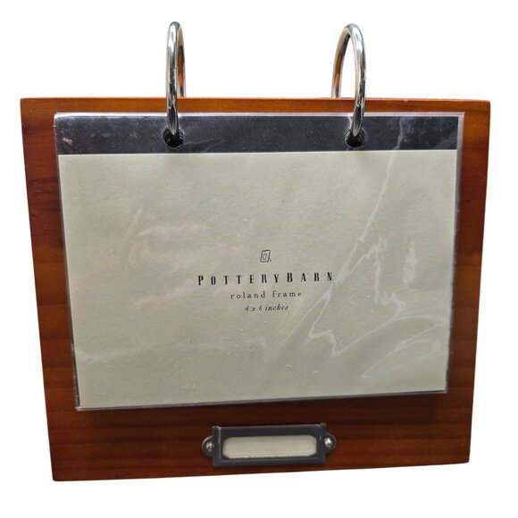 Pottery Barn 4x6 Wooden Roland Frame With Metal Rings & Display Slot NIB JJ4002 - Picture 2 of 9